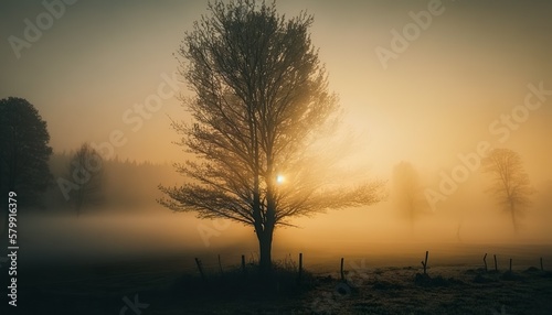 The mystery of a foggy morning unsplash sunrise in the fog Generative AI