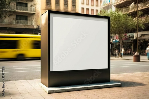 Blank Outdoor advertising poster Billboard mockup on the street. Generative AI