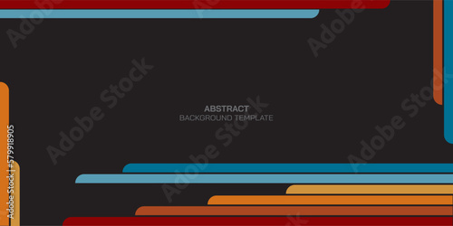 Abstract 1970's style colorful stripes frame on black background.