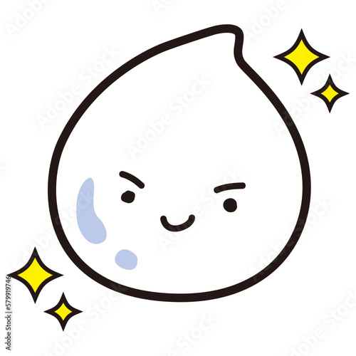 きれいな白色のしずくのイラスト（美容、医薬品、クリーム、泡など）キャラクター