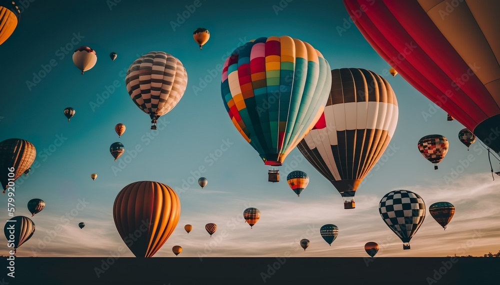 Fototapeta premium Brightly colored hot air balloons in the sky unsplash hot air balloon Generative AI