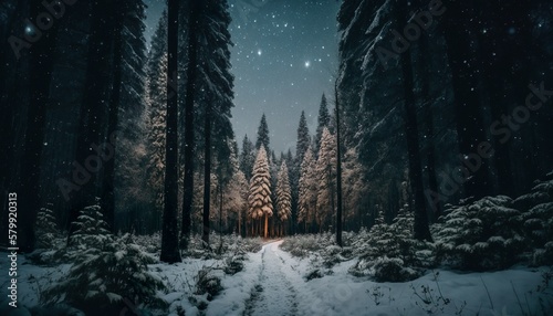 Winter wonderland in the woods unsplash  Generative AI