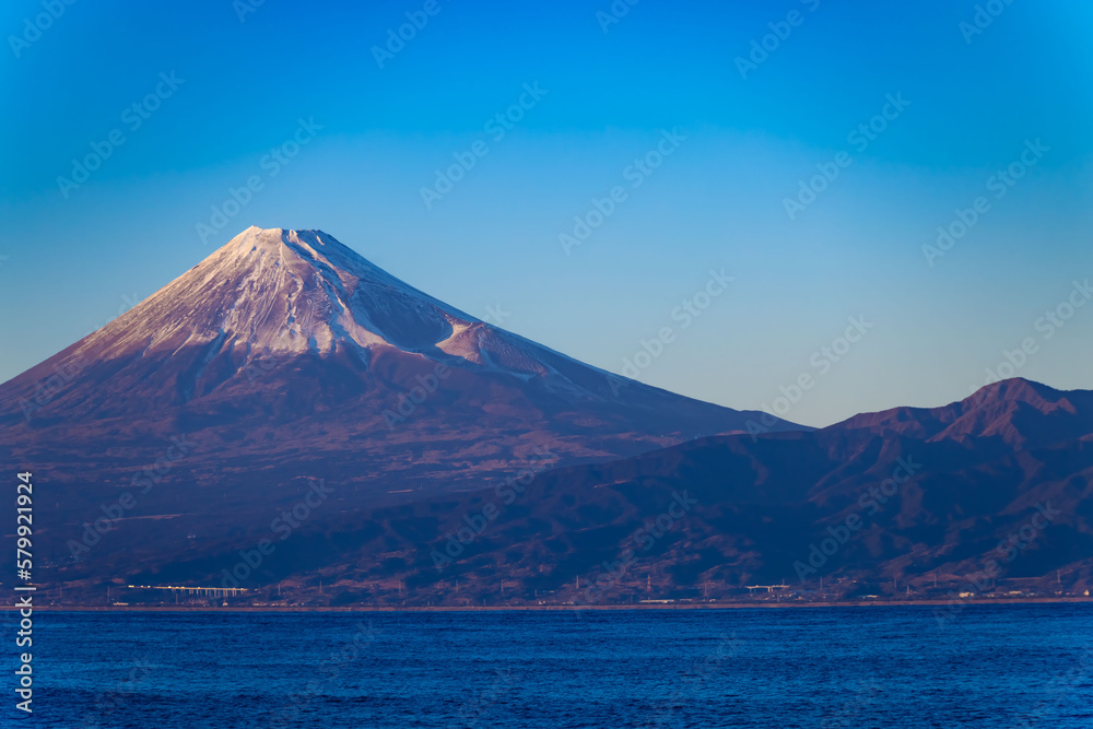 A sunset of Mt.Fuji near Suruga coast in Shizuoka