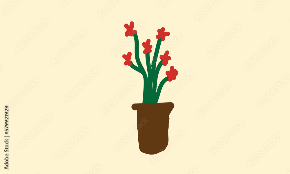 This wallpaper illustrates a red flower in a pot