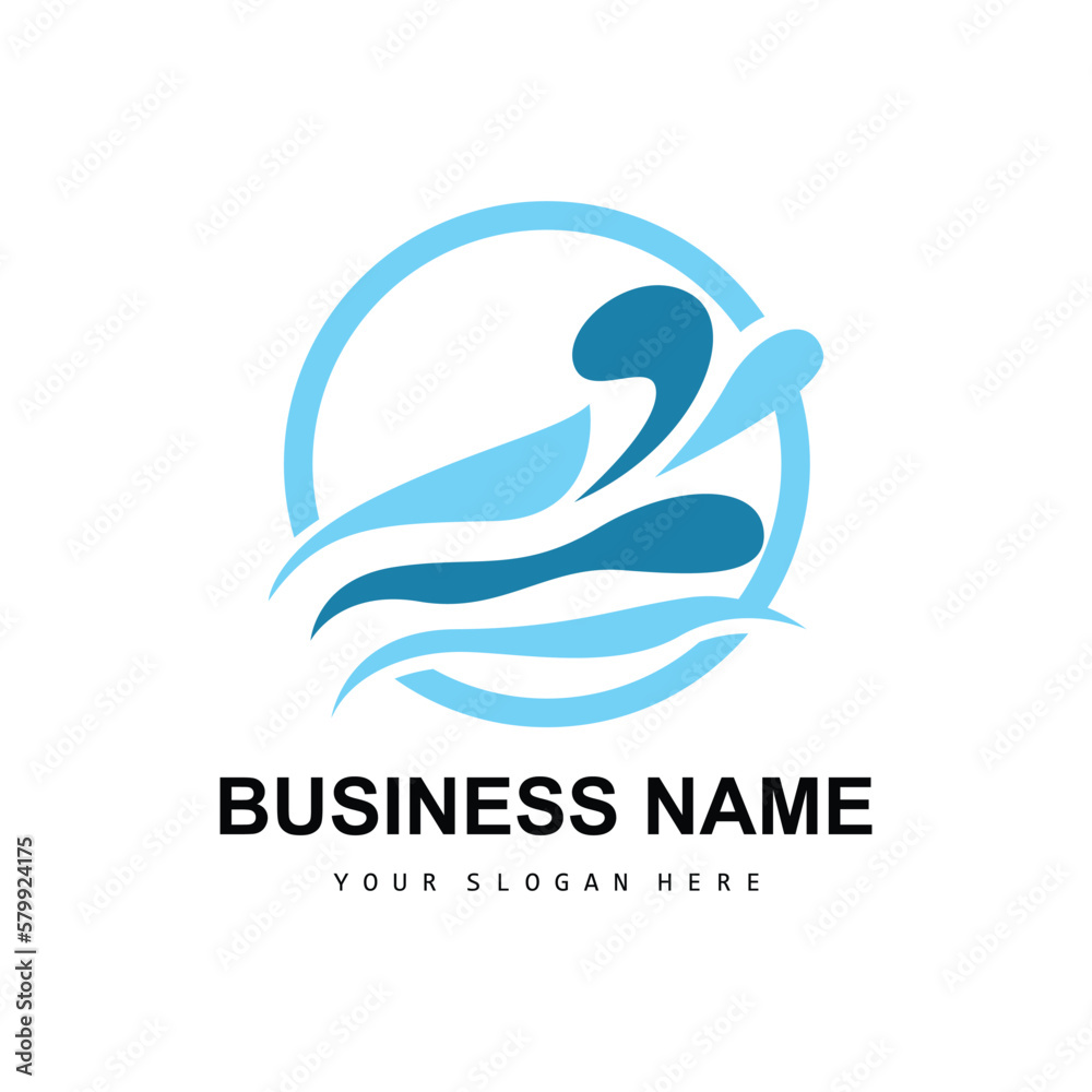 Beach Wave Logo, Water Wave Vector, Water Abstract Design, Illustration Template Icon