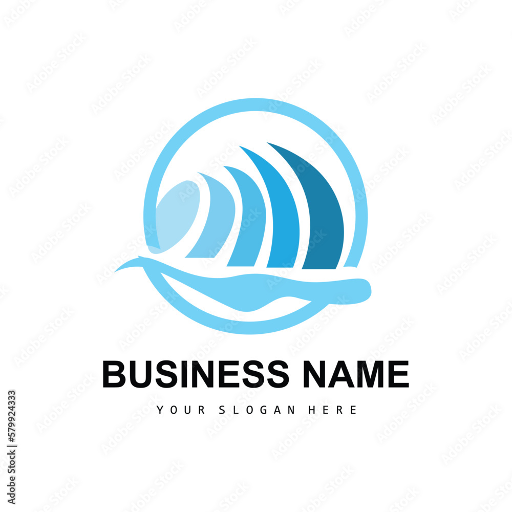 Beach Wave Logo, Water Wave Vector, Water Abstract Design, Illustration Template Icon
