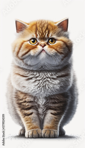 british chubby cat isolated on white background