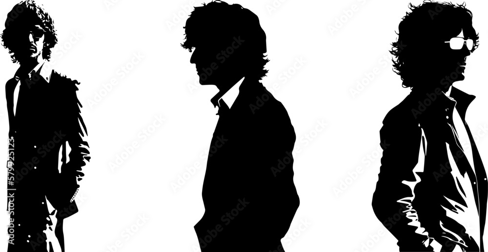 70 style silhouettes of people isolated
