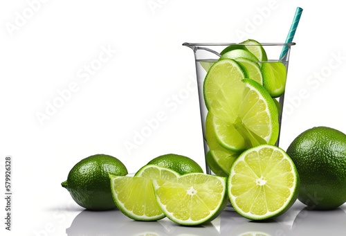 Lemon drink glass lime cocktail generative ai