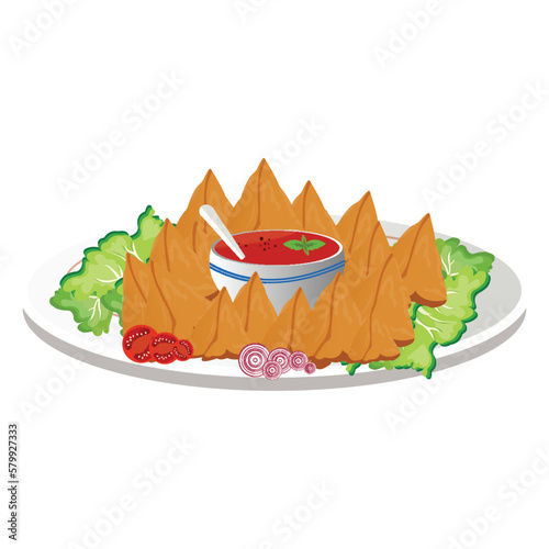 Vector hand drawn samosa  vector illustration