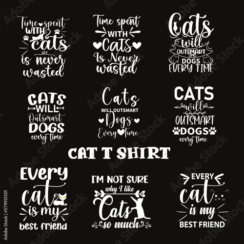 cat t shirt bundle , black and white , cat lover EPS print ready t shirt design bundle 