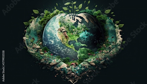 Earth Day  A Vibrant Eye-Catching Background Design Template of Earth in Shape of Beautiful Artistic Environmental activism Perfect for Environmental Wildlife Projects  generative AI