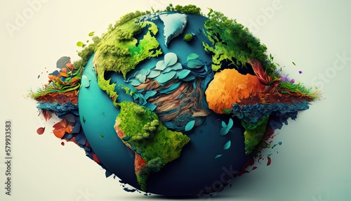 Earth Day  A Vibrant Eye-Catching Background Design Template of Earth in Shape of Beautiful Artistic Environmental activism Perfect for Environmental Wildlife Projects  generative AI