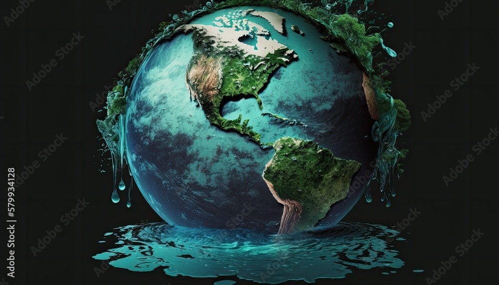 Fototapeta premium Earth Day: A Vibrant Eye-Catching Background Design Template of Earth in Shape of Beautiful Artistic Water conservation Perfect for Environmental Wildlife Projects (generative AI