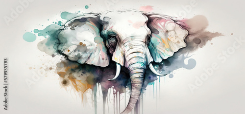 Elephant animal abstract wallpaper. Soft background tusker in Pastel colors generative ai