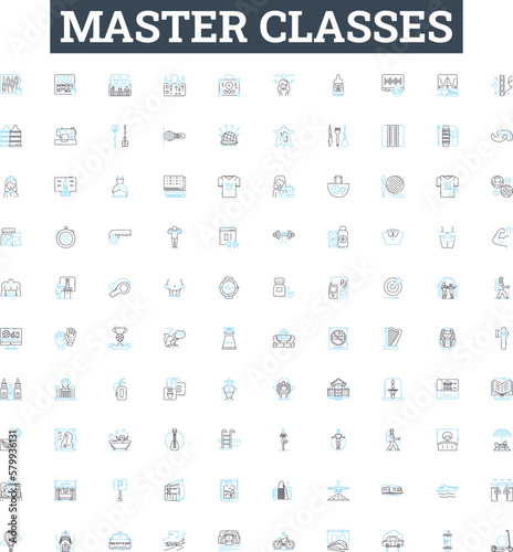 Master Classes vector line icons set. Masters, Classes, Learning, Instruction, Education, Course, Program illustration outline concept symbols and signs