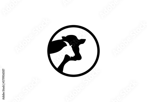 cow and goat logo simple vector template