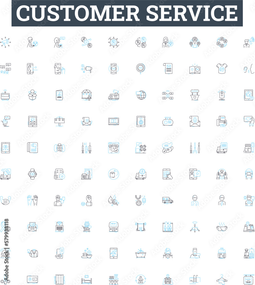 Customer service vector line icons set. Support, Assistance, Help, Care, Response, Feedback, Attendance illustration outline concept symbols and signs Customer service vector line icons set. Support, Assistance, Help, Care, Response, Feedback, Attendance illustration outline concept symbols and signs