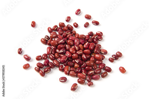 Raw red bean or azuki beans seeds isolated on white background