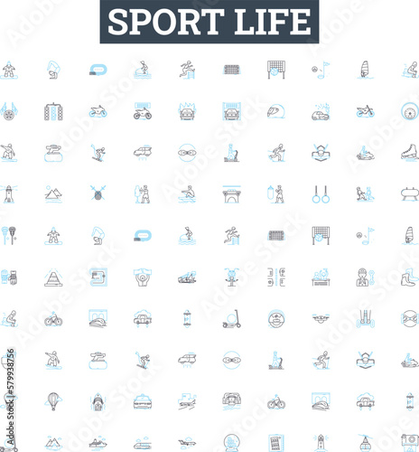 Sport life vector line icons set. sports, life, soccer, basketball, football, hockey, baseball illustration outline concept symbols and signs