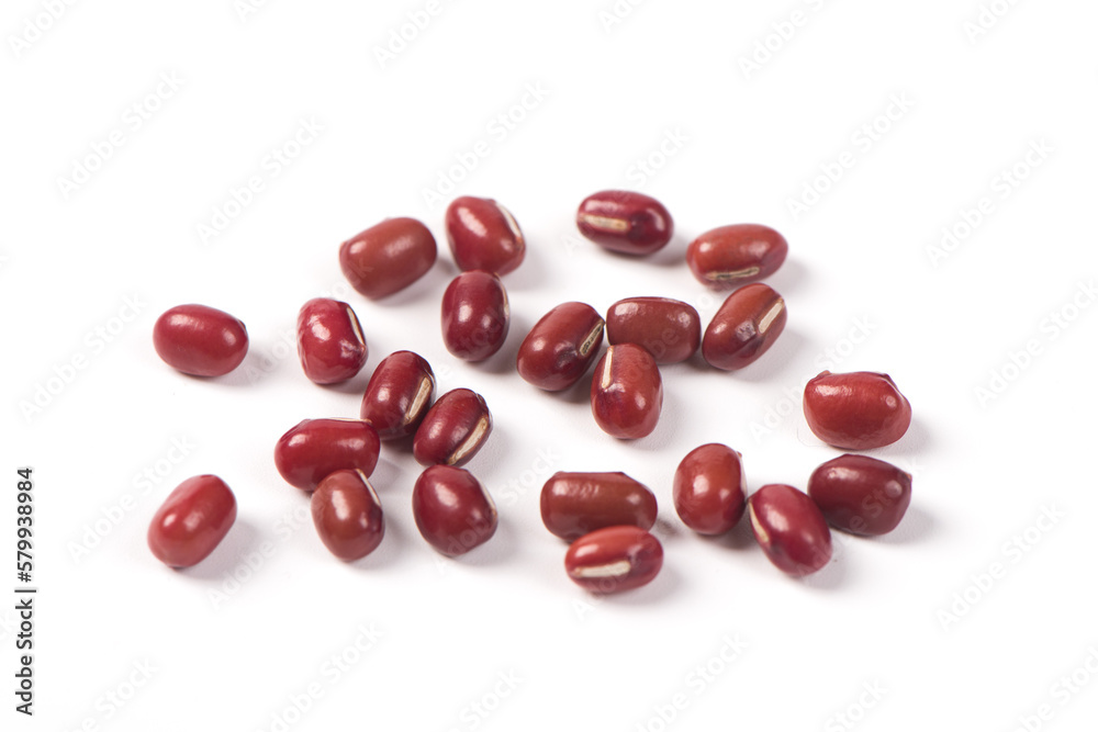 Raw red bean or azuki beans seeds isolated on white background Raw red bean or azuki beans seeds isolated on white background