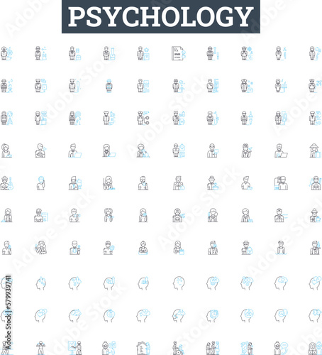 Psychology vector line icons set. Psychology, Behavior, Mental, Mind, Cognitive, Trauma, Therapy illustration outline concept symbols and signs