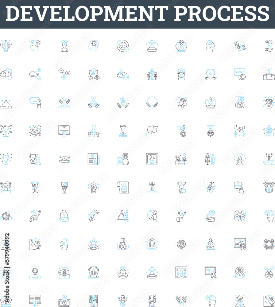 Development process vector line icons set. Process, Development ...