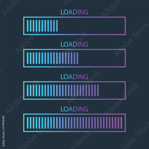 Loading bar icon in flat style. Progress indicator vector illustration on isolated background. Download button sign business concept.