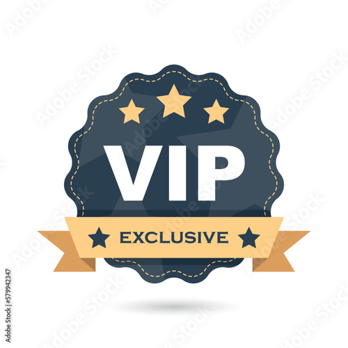 VIP badges icon in flat style. Exclusive badge vector illustration on isolated background. Premium luxury sign business concept.