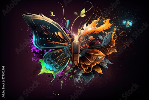 Colorful illustration of a butterfly. Generative AI