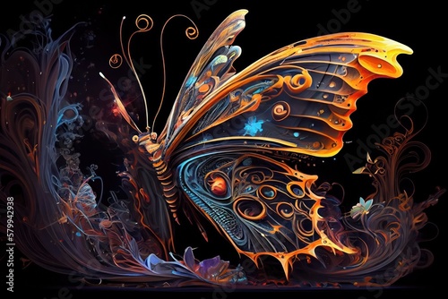 Colorful illustration of a butterfly. Generative AI