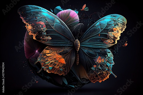 Colorful illustration of a butterfly. Generative AI