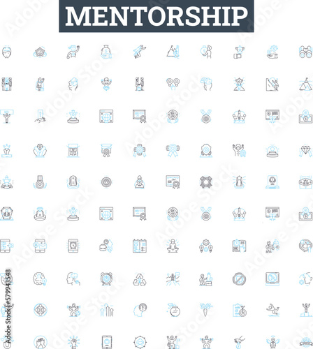 Mentorship vector line icons set. Mentor, Mentee, Guidance, Support, Advice, Coaching, Role-Model illustration outline concept symbols and signs