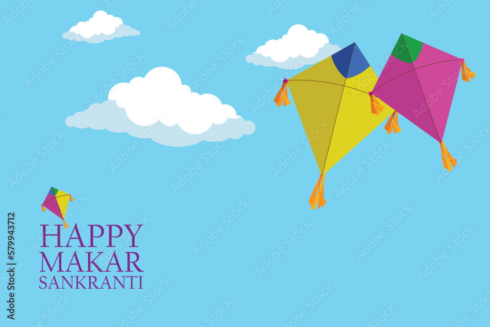 illustration of Makar Sankranti wallpaper with colorful kite for festival of India 