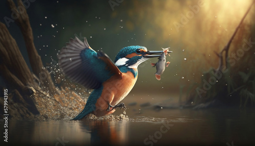 Kingfisher catch a fish © h3bs