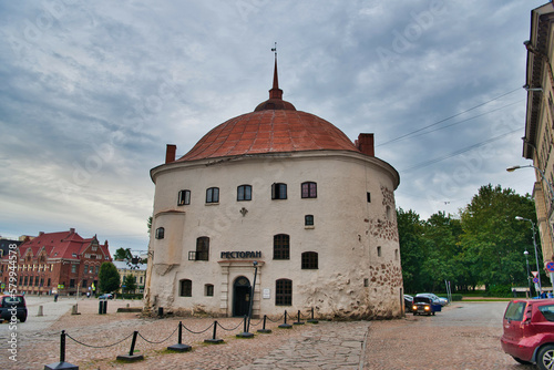 Restaurant in round swedish medieval tower Vyborg, Russia