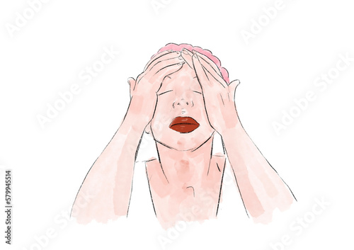 girl in a dress with a veil, headache, stress woman