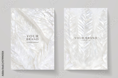 Wedding invitation with beautiful white leaf pattern. Floral elegant light vector background useful for celebration bridal shower invite card, anniversary, save the date design template