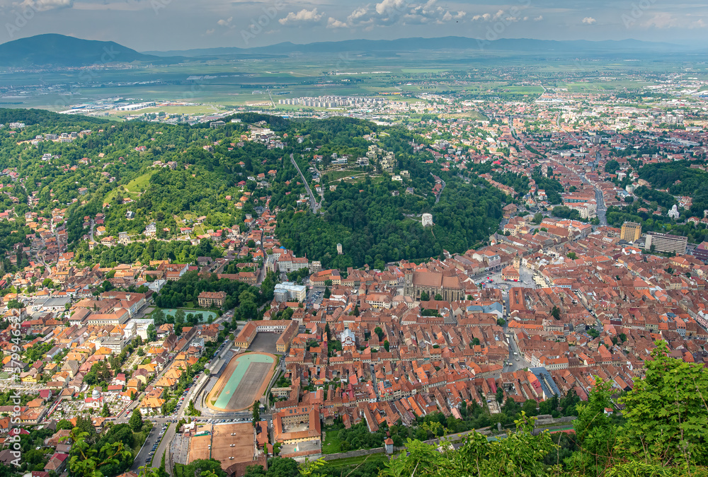 Panorama view of the city of Brasov,  Romania.