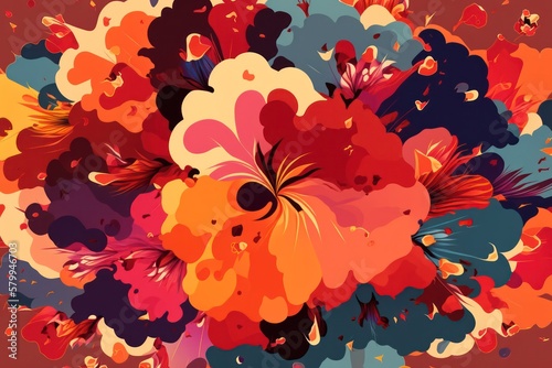 Floral flat pattern background. Generative AI