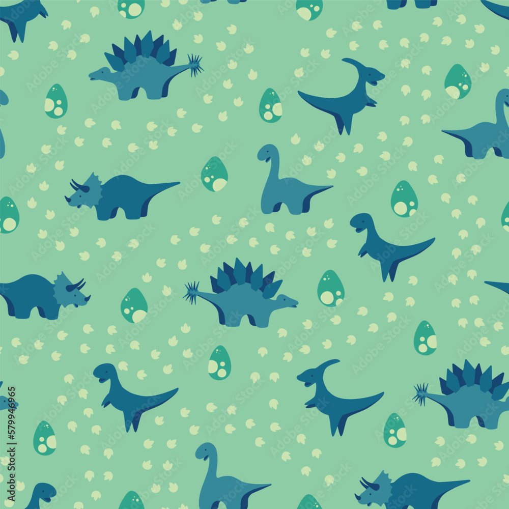 Fototapeta premium Dinosaur Eggs Seamless Vector Repeat Pattern