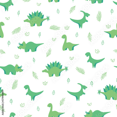 Dinosaur Jungle Seamless Vector Repeat Pattern