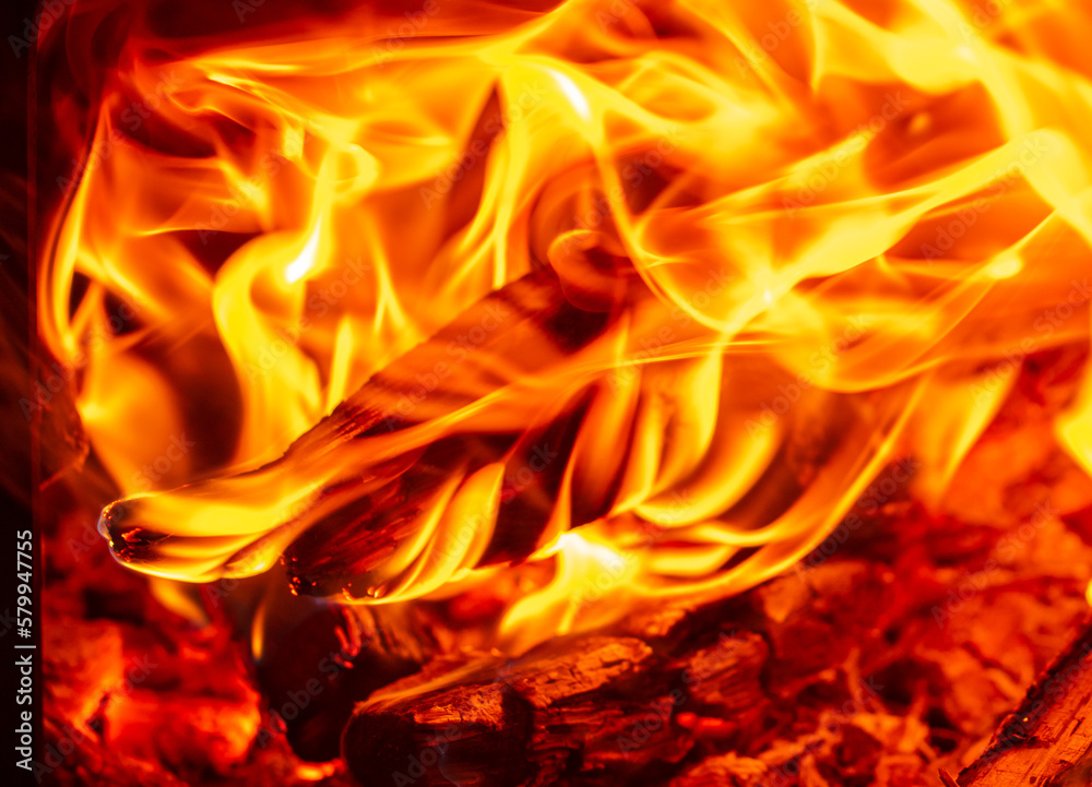 Fire flame from wooden firewood. Background. Fire flame from wooden firewood. Background.