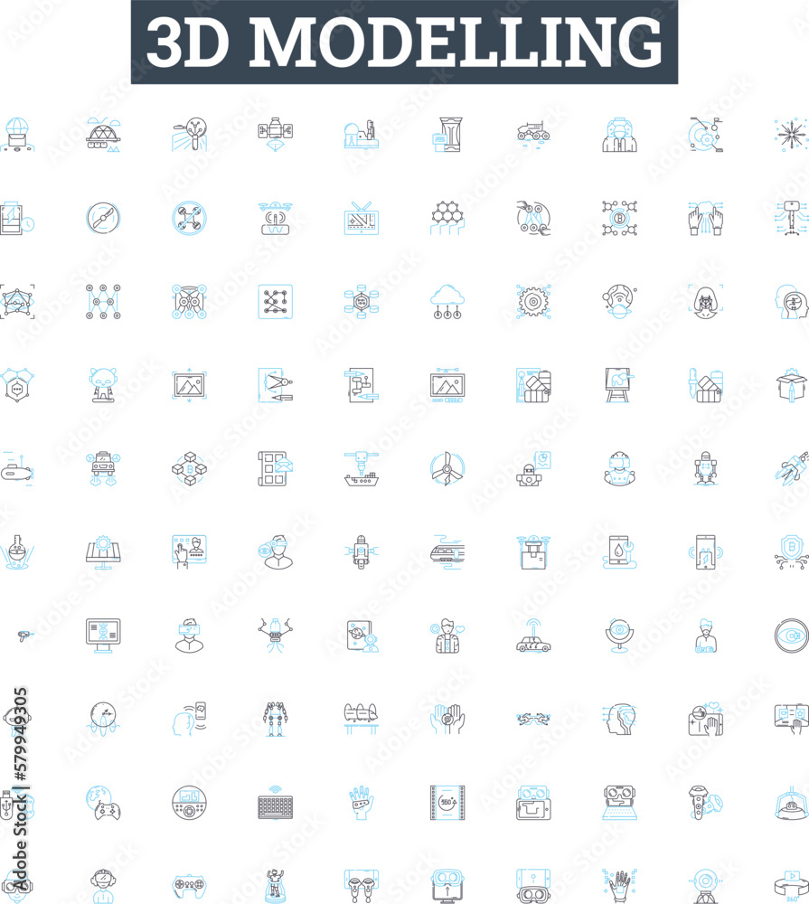 3d modelling vector line icons set. 3D, Modelling, Modeling, CAD, Design, Rendering, Simulation illustration outline concept symbols and signs 3d modelling vector line icons set. 3D, Modelling, Modeling, CAD, Design, Rendering, Simulation illustration outline concept symbols and signs