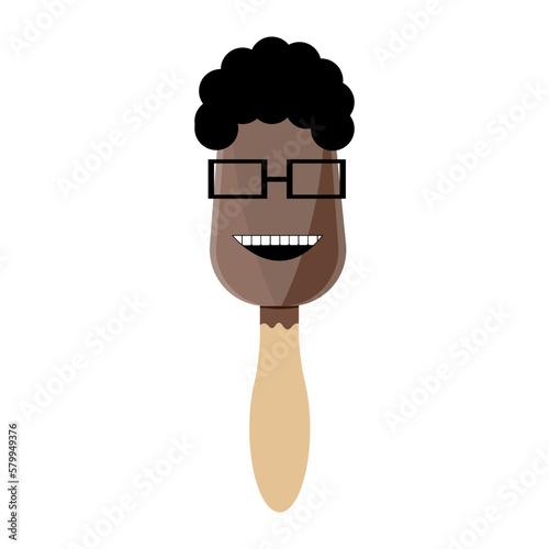 Ice cream on a stick. Eskimo with jewish boy face.