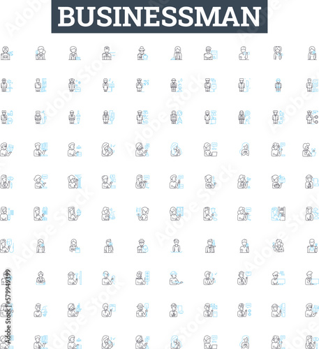 Businessman vector line icons set. Entrepreneur  Executive  CEO  Manager  Broker  Director  Investor illustration outline concept symbols and signs