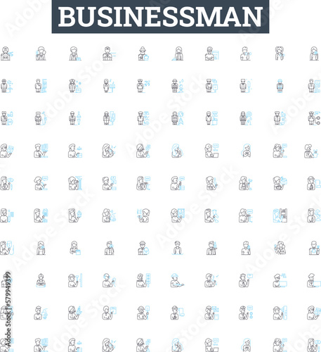 Businessman vector line icons set. Entrepreneur, Executive, CEO, Manager, Broker, Director, Investor illustration outline concept symbols and signs