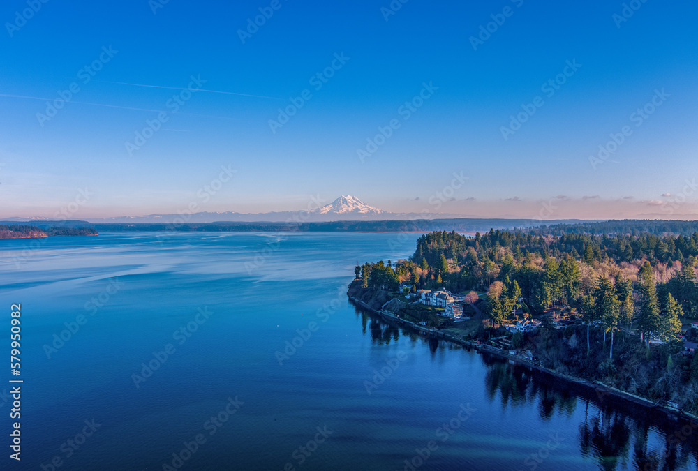 Mount Rainier and the Puget Sound from Tolmie State Park