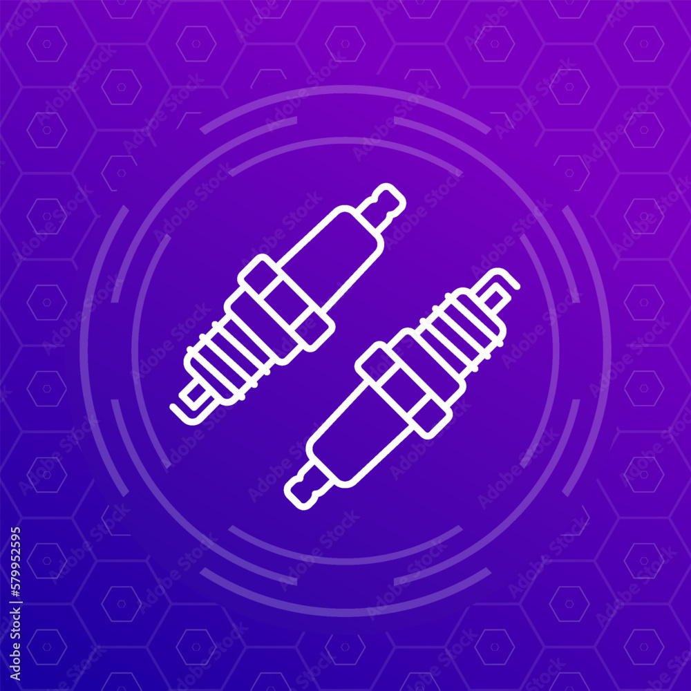 spark plugs icon, linear vector spark plugs icon, linear vector