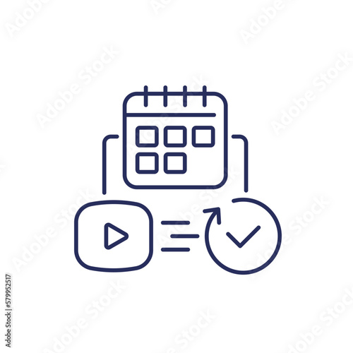 monthly subscription auto-renewal for video content line icon